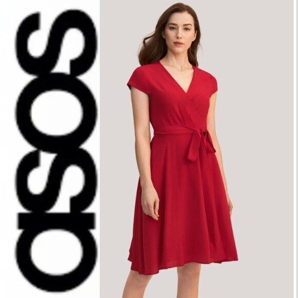 Red Short Sleeve Cross Body Dress​ by ASOS - Picture 1 of 15